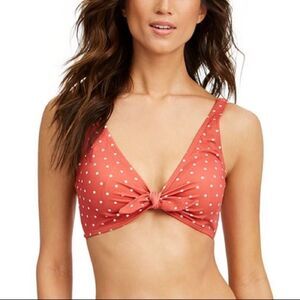 Sundazed Terracotta Printed Tie-Front Underwire Bikini Top 32D NWT